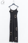 SWAYING 24 Autumn and Winter Crochet Splicing Suspender Long Skirt SW-SW24AW2L09-HEIHUI Black and Gray SW-SW24AW2L08